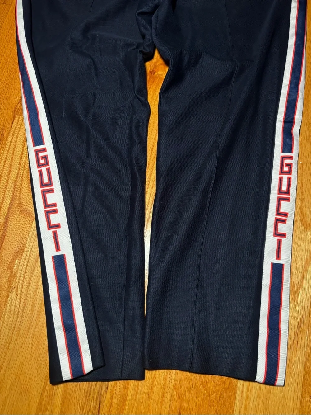 Gucci Logo Tape Runway Pants Midnight Navy Red🔥